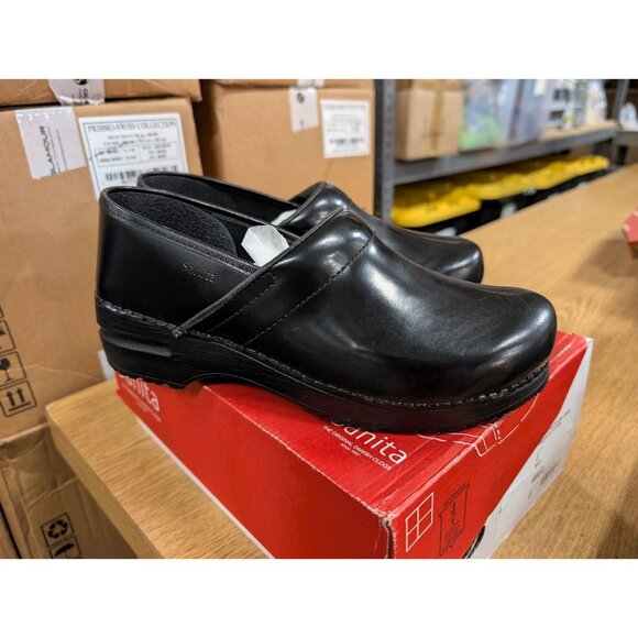 Sanita Professional Women’s Cabrio Black Addison Non-Slip Leather Clogs Size 41 - Picture 2 of 13